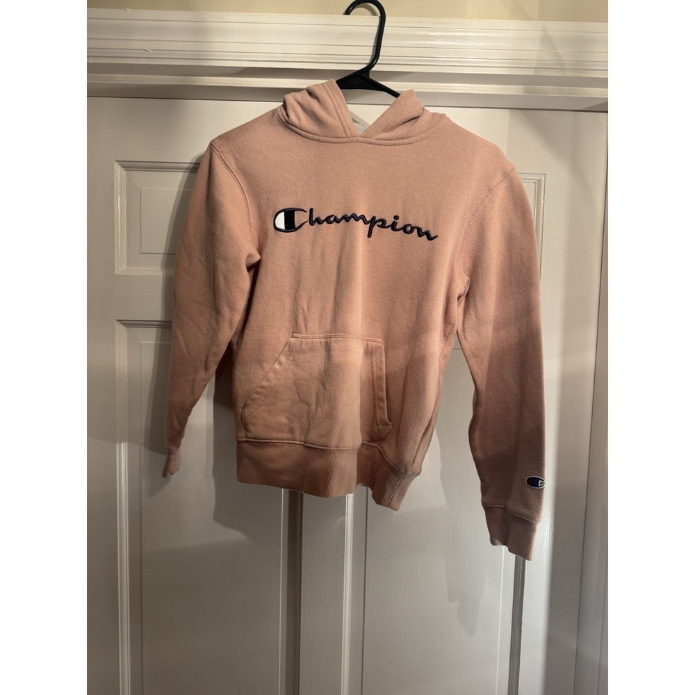 CHAMPION Womens Graphic Hoodie Medium Peach Cotton